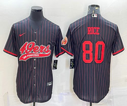 Nike San Francisco 49ers #80 Jerry Rice Black Stripe Joint Authentic Stitched baseball jersey