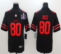 Nike San Francisco 49ers #80 Jerry Rice Black With 2024 Super Bowl (LVIII ) patch Jersey