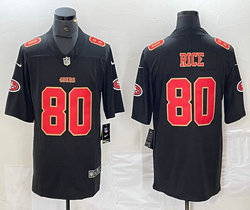 Nike San Francisco 49ers #80 Jerry Rice Black fashion Gold Football Jersey