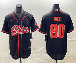 Nike San Francisco 49ers #80 Jerry Rice Black fashion Joint adults Authentic Stitched baseball jersey