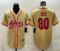 Nike San Francisco 49ers #80 Jerry Rice Gold Joint Authentic Stitched baseball jersey