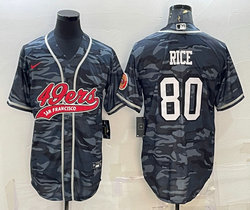 Nike San Francisco 49ers #80 Jerry Rice Grey Camo White Name Joint Adults baseball jersey