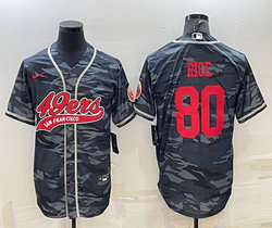 Nike San Francisco 49ers #80 Jerry Rice Grey Camo With Patch Joint Adults Authentic Stitched baseball jersey