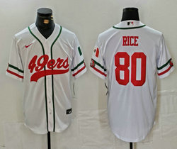 Nike San Francisco 49ers #80 Jerry Rice Kittle White 2024 Joint Authentic Stitched baseball jersey