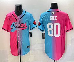 Nike San Francisco 49ers #80 Jerry Rice Pink and Red Joint MLB Jersey