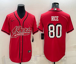 Nike San Francisco 49ers #80 Jerry Rice Red Adults Authentic Stitched baseball Jersey