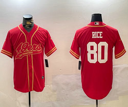 Nike San Francisco 49ers #80 Jerry Rice Red Joint 2024 Authentic Stitched baseball jersey