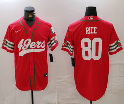 Nike San Francisco 49ers #80 Jerry Rice Red Joint 2024 Authentic Stitched baseball jersey
