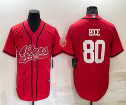 Nike San Francisco 49ers #80 Jerry Rice Red Joint adults Authentic Stitched baseball jersey