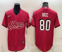 Nike San Francisco 49ers #80 Jerry Rice Red Stripe Joint Big Logo Authentic Stitched baseball jersey