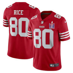 Nike San Francisco 49ers #80 Jerry Rice Red With 2024 Super Bowl (LVIII ) patch Jersey