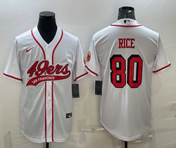 Nike San Francisco 49ers #80 Jerry Rice White Adults Authentic Stitched baseball Jersey