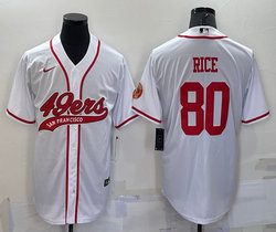 Nike San Francisco 49ers #80 Jerry Rice White Joint adults Authentic Stitched baseball jersey