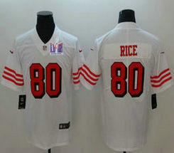 Nike San Francisco 49ers #80 Jerry Rice White the number have the black outline With 2024 Super Bowl (LVIII ) patch Jersey