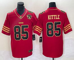 Nike San Francisco 49ers #85 George Kittle Black Gold Name 75th Authentic Stitched NFL Jersey
