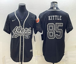 Nike San Francisco 49ers #85 George Kittle Black Reflective with logo Authentic Stitched baseball Jersey