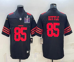 Nike San Francisco 49ers #85 George Kittle Black With 2024 Super Bowl (LVIII ) patch Jersey