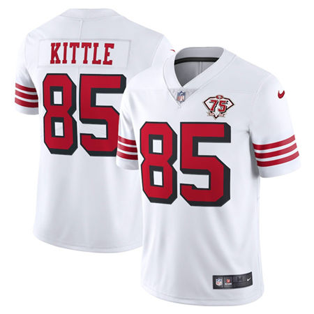 Nike San Francisco 49ers #85 George Kittle White New Vapor Untouchable 75th anniversary Authentic Stitched NFL Jersey