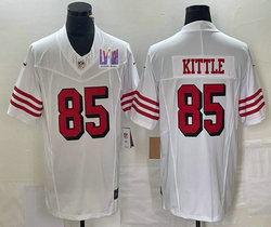 Nike San Francisco 49ers #85 George Kittle White have black outline 2023 F.U.S.E. With 2024 Super Bowl (LVIII ) patch Jersey