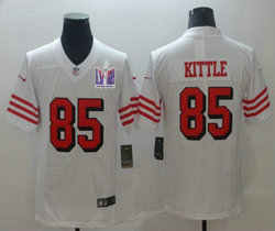 Nike San Francisco 49ers #85 George Kittle White the number have the black outline With 2024 Super Bowl (LVIII ) patch Jersey