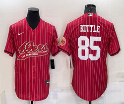 Nike San Francisco 49ers #85 George Kittle Red Stripe Joint adults Big Logo Authentic Stitched baseball jersey