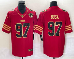 Nike San Francisco 49ers #97 Nick Bosa Black Gold Name 75th Authentic Stitched NFL Jersey