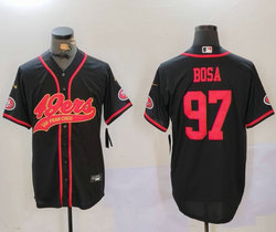 Nike San Francisco 49ers #97 Nick Bosa Black Joint Gold font Authentic Stitched baseball jersey