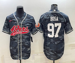 Nike San Francisco 49ers #97 Nick Bosa Grey Camo White Name Joint Adults Authentic Stitched baseball jersey