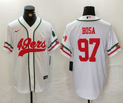 Nike San Francisco 49ers #97 Nick Bosa Joint White Mexico Authentic Stitched baseball jersey