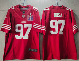 Nike San Francisco 49ers #97 Nick Bosa Red 2023 F.U.S.E With 2024 Super Bowl (LVIII ) patch Jersey