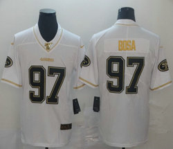 Nike San Francisco 49ers #97 Nick Bosa White Throwback Gold Number Authentic Stitched NFL Jersey