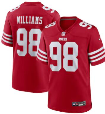 Nike San Francisco 49ers #98 Mykel Williams Red 2025 Draft Stitched NFL Jersey