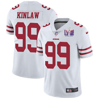 Nike San Francisco 49ers #99 Javon Kinlaw White With 2024 Super Bowl (LVIII ) patch Jersey