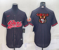 Nike San Francisco 49ers Black Joint Adults Stripe Big Logo Authentic Stitched NFL Jersey