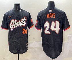 Nike San Francisco Giants #24 Willie Mays Black 2(II) Joint Authentic Stitched MLB Jersey