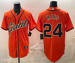 Nike San Francisco Giants #24 Willie Mays Orange Authentic stitched MLB jersey
