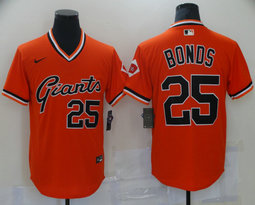 Nike San Francisco Giants #25 Barry Bonds Orange pullover Authentic stitched MLB jersey