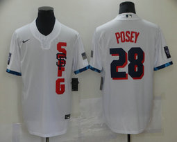 Nike San Francisco Giants #28 Buster Posey 2021 All star White Game Authentic Stitched MLB Jersey