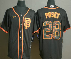 Nike San Francisco Giants #28 Buster Posey Black Fashion Authentic Stitched MLB Jersey