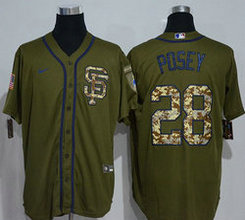 Nike San Francisco Giants #28 Buster Posey Green Salute to Service Authentic Stitched MLB Jersey