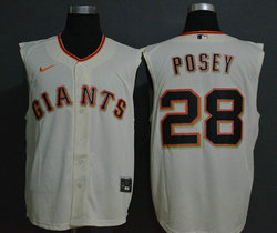 Nike San Francisco Giants #28 Buster Posey White sleeveless Game Authentic Stitched MLB Jersey