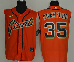 Nike San Francisco Giants #35 Brandon Crawford Orange sleeveless Game Authentic Stitched MLB Jersey