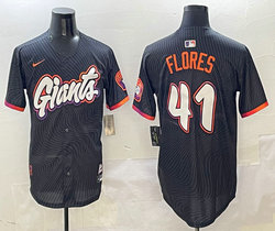 Nike San Francisco Giants #41 Wilmer Flores Black 2(II) Joint Authentic Stitched MLB Jersey