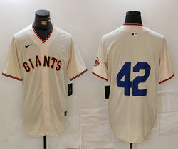 Nike San Francisco Giants #42 Cream Game Authentic Stitched MLB jersey