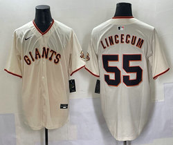 Nike San Francisco Giants #55 Tim Lincecum Cream Jersey