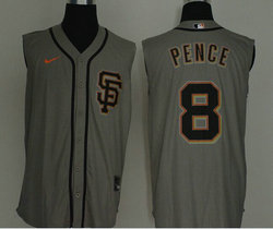 Nike San Francisco Giants #8 Hunter Pence Grey sleeveless Game Authentic Stitched MLB Jersey