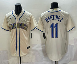 Nike Seattle Mariners #11 Edgar Martinez Cream Authentic Stitched MLB jersey