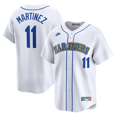 Nike Seattle Mariners #11 Edgar Martinez White Throwback 2024 Authentic Stitched MLB Jersey