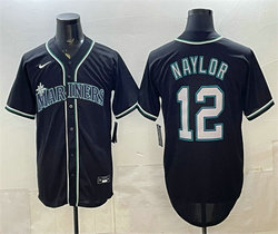 Nike Seattle Mariners #12 Josh Naylor 2026 Fashion Replica Black Out Stitched Baseball Jersey