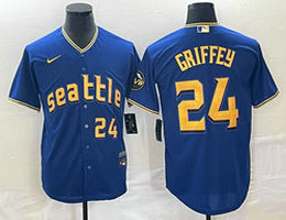 Nike Seattle Mariners #24 Ken Griffey 2023 City Gold 24 Front Game Authentic Stitched MLB jersey